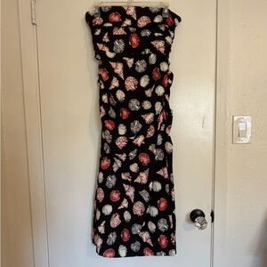 Anthropologie Black Floral Midi Dress